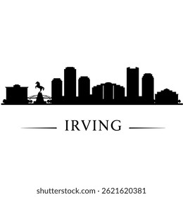 Irving Texas skyline silhouette with cityscape.