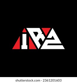 IRZ triangle letter logo design with triangle shape. IRZ triangle logo design monogram. IRZ triangle vector logo template with red color. IRZ triangular logo Simple, Elegant, and Luxurious design.
