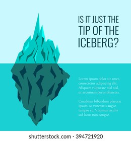 "Is it just the tip of the iceberg?" quote. Arctic glacier infographic design template with place for your text. Business concept. Vector illustration.