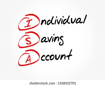 ISA - Individual Saving Account acronym, business concept background
