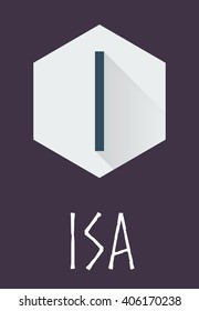 Isa rune of Elder Futhark in trend flat style. Old Norse Scandinavian rune. Germanic letter. Vector illustration.
