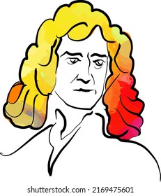 Isaac Newton Colorful Hair Vector Drawing Stock Vector (royalty Free 