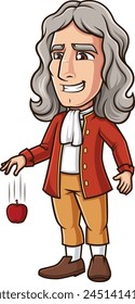 Isaac Newton dropping an apple vector illustration