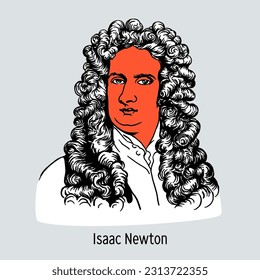 Isaac Newton was an English physicist, mathematician, mechanic and astronomer, one of the founders of classical physics and mathematical analysis. Vector illustration.