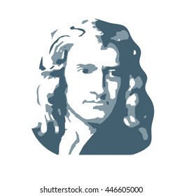 Isaac Newton, an English physicist and mathematician. Vector.