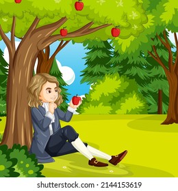 Isaac Newton Sitting Under Apple Tree Stock Vector (Royalty Free ...