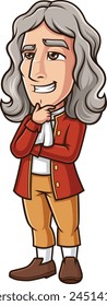Isaac Newton pensando en la Ilustración vectorial