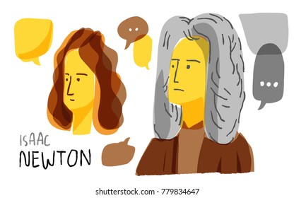 Isaac Newton In Yellow And Black Sketch. December 22 2017