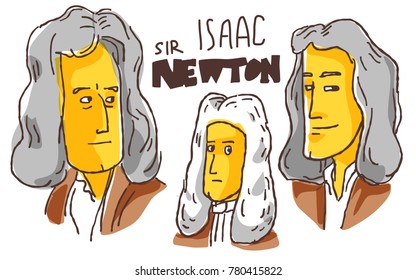 Isaac Newton In Yellow And Black Sketch. December 22 2017