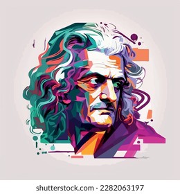 Isaac Newton's WPAP drawing. Isaac Newton (1642-1727) is recognized as one of the most important scientists in history, known for his work as an English physicist, mathematician, astronomer.