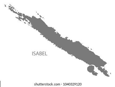 Isabel map of Solomon Islands grey illustration shape