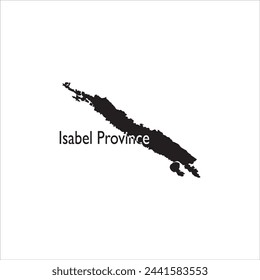 Isabel Province Solomon Island map and black letter design on white background