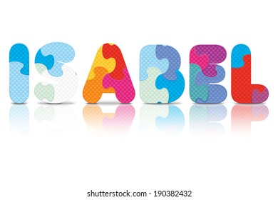 ISABEL written with alphabet puzzle - vector illustration