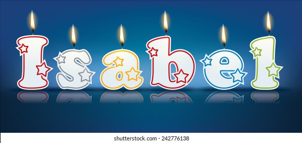 ISABEL written with burning candles - vector illustration