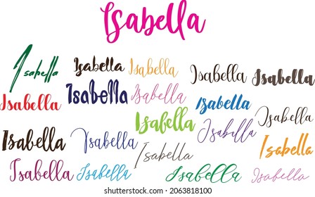 Isabella Girl Name in Multi Fonts Typography Text