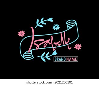 Isabelle's maiden name decorative handwritten design, for labels, brands, store names, fashion