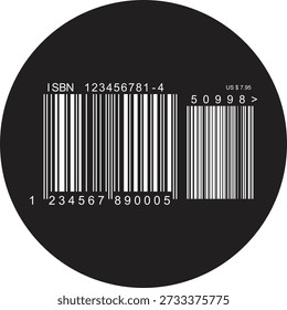 ISBN barcode for books black circle icon