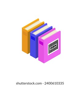 ISBN sign book icon, commercial standard literature concept. Isometric Vector illustration.