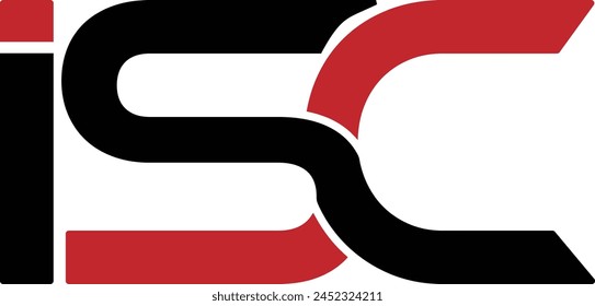 ISC letters logo design. initials ISC CSI letters logo icon design. IS or SC logo black and red color royalty free company identity