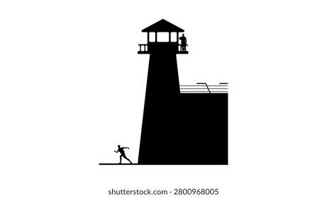 iscape from prison, black isolated vector silhouette