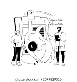Ilustración vectorial del concepto abstracto de cardiopatía isquémica. Disfunción cardíaca, problema isquémico, enfermedad arterial coronaria, riesgo de infarto, síntomas de isquemia, metáfora abstracta del paciente cardiológico.