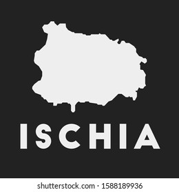 Ischia icon. Island map on dark background. Stylish Ischia map with island name. Vector illustration.