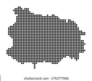 Ischia map. Map of Ischia in dotted style. Borders of the island filled with rectangles for your design. Vector illustration.