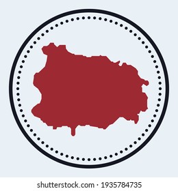 Ischia round stamp. Round logo with island map and title. Stylish minimal Ischia badge with map. Vector illustration.