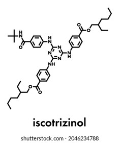 Molécula de protector solar de iscotrizinol (filtro UV). Fórmula esquelética.