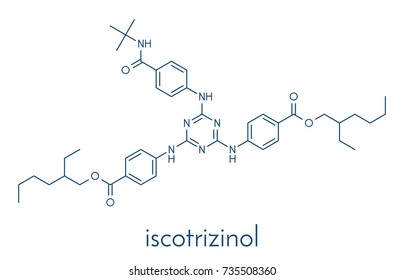 Iscotrizinol sunscreen molecule (UV filter). Skeletal formula.