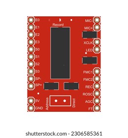ISD1932 Voice Recorder Circuit Board vector illustration, offering graphic designers a visual representation of a circuit board