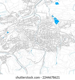 Iserlohn, North Rhine-Westphalia, Germany high resolution vector map with editable paths. Bright outlines for main roads. Use it for any printed and digital background. 