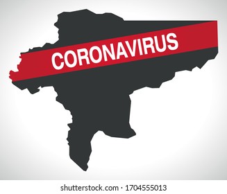 Isfahan IRAN province map with Coronavirus warning illustration