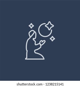Isha icon. Trendy flat vector line Isha icon on dark blue background from Religion  collection.  svg