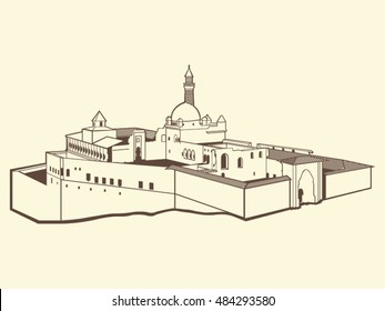 Ishak Pasha Palace, Turkey Vector Drawing