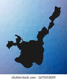 Mapa geométrico de Ishigaki. Forma de galería de símbolos de Ishigaki en estilo de polos bajos. Elegante ilustración vectorial de isla.