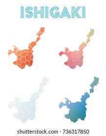 Ishigaki geometric polygonal, mosaic style island maps collection. Modern design for your infographics or presentation.
