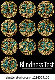 Ishihara Test daltonism color blindness disease perception test  number blindness test set