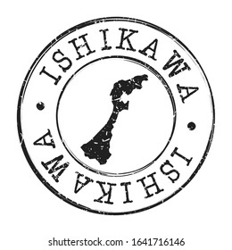 Ishikawa Japan Map Postmark. A Silhouette Postal Passport. Stamp Round Vector Icon. Vintage Postage Designs.