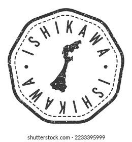 Ishikawa, Japan Map Stamp Retro Postmark. Silhouette Postal Passport. Seal Round Vector Icon. Badge Vintage Postage Design.