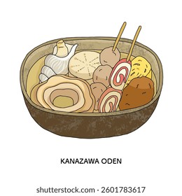 Ishikawa Prefecture_Kanazawa Oden Line drawing illustration