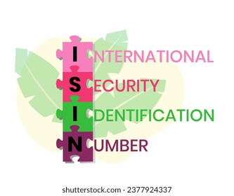 ISIN - International Security Identification Number acronym. business concept background. vector illustration concept with keywords and icons. lettering illustration with icons for web banner, flyer