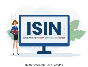 ISIN - International Security Identification Number acronym. business concept background. vector illustration concept with keywords and icons. lettering illustration with icons for web banner, flyer