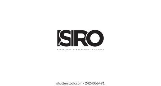 Isiro in the Congo emblem for print and web. Design features geometric style, vector illustration with bold typography in modern font. Graphic slogan lettering isolated on white background.