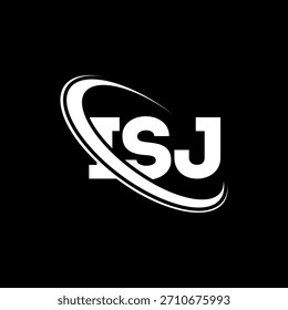 Logotipo de ISJ. Carta ISJ. Diseño de logo de carta ISJ. Logotipo de ISJ inicial enlazado con el círculo y el logotipo del monograma en mayúsculas. Tipografía ISJ para tecnología, negocio y marca inmobiliaria.