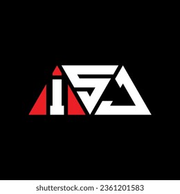 Diseño del logotipo de la letra del triángulo ISJ con forma de triángulo. Monograma de diseño del logotipo del triángulo ISJ. Plantilla de logotipo vectorial de triángulo ISJ con color rojo. Logo triangular de ISJ Diseño sencillo, elegante y lujoso.