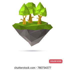 Iskand with trees in polygon style color icon