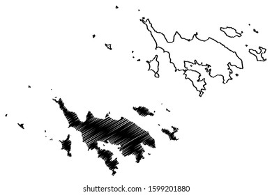 Isla Culebra municipality (Commonwealth, Porto Rico, PR, Unincorporated territories of the United States) map vector illustration, scribble sketch Culebrita, Cayo Norte, Cayo Luis Pena, Cayo Lobo map