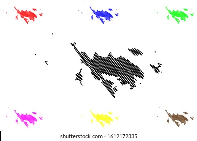 Isla Culebra municipality (Commonwealth, Porto Rico, PR, Unincorporated territories of the United States) map vector illustration, scribble sketch Culebrita, Cayo Norte, Cayo Luis Pena, Cayo Lobo map