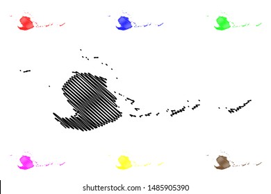 Isla de la Juventud (Republic of Cuba, Special Municipality of Cuba) map vector illustration, scribble sketch Isle of Pines map